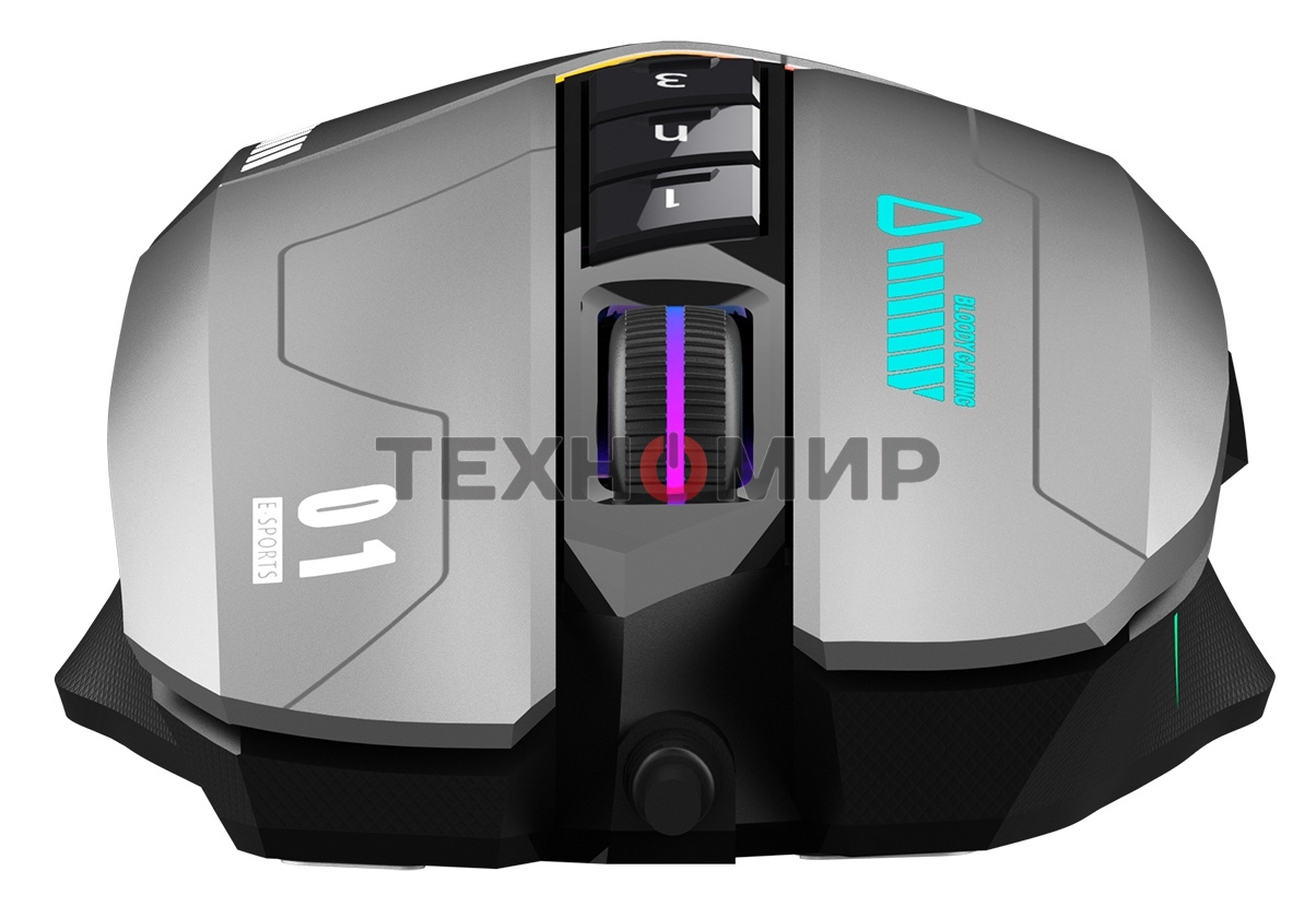 Мышь проводная A4Tech Bloody W60 Max серый/черный, 10000 dpi, USB, кнопки - 10