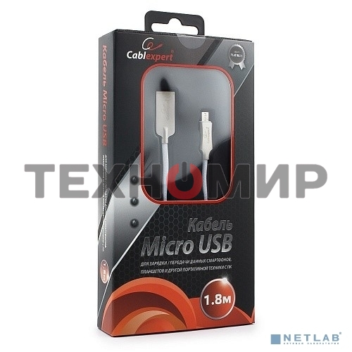 Кабель USB2.0 Cablexpert CC-P-mUSB02W-1.8M, AM/microB, серия Platinum, длина 1.8м, белый, блистер