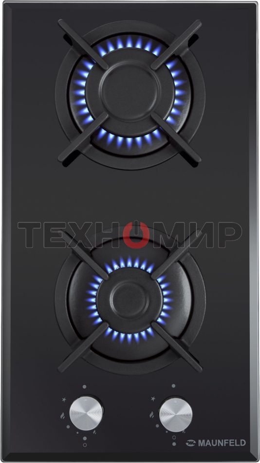 Газовая варочная панель Maunfeld EGHG.32.1CB/G, 2 конфорки, закаленное стекло, черный