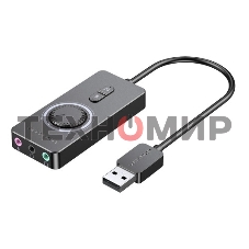 Внешняя звуковая карта Vention USB c регулятором громкости Черная