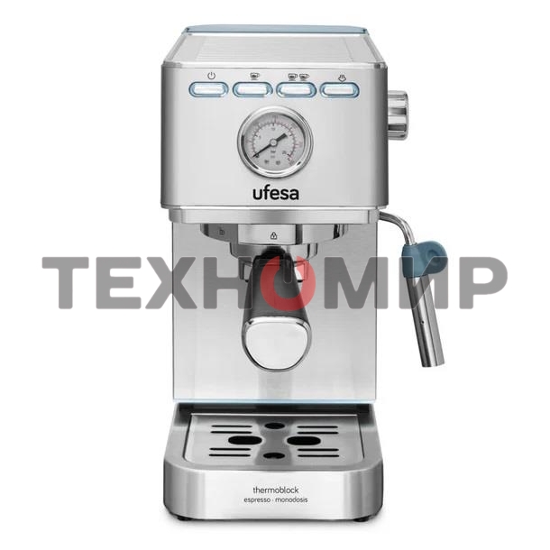 Кофеварка рожковая Ufesa CE8030 MILAZZO серебристый, исп. кофе - молотый, 1.4 л, 1350 Вт, 20 бар
