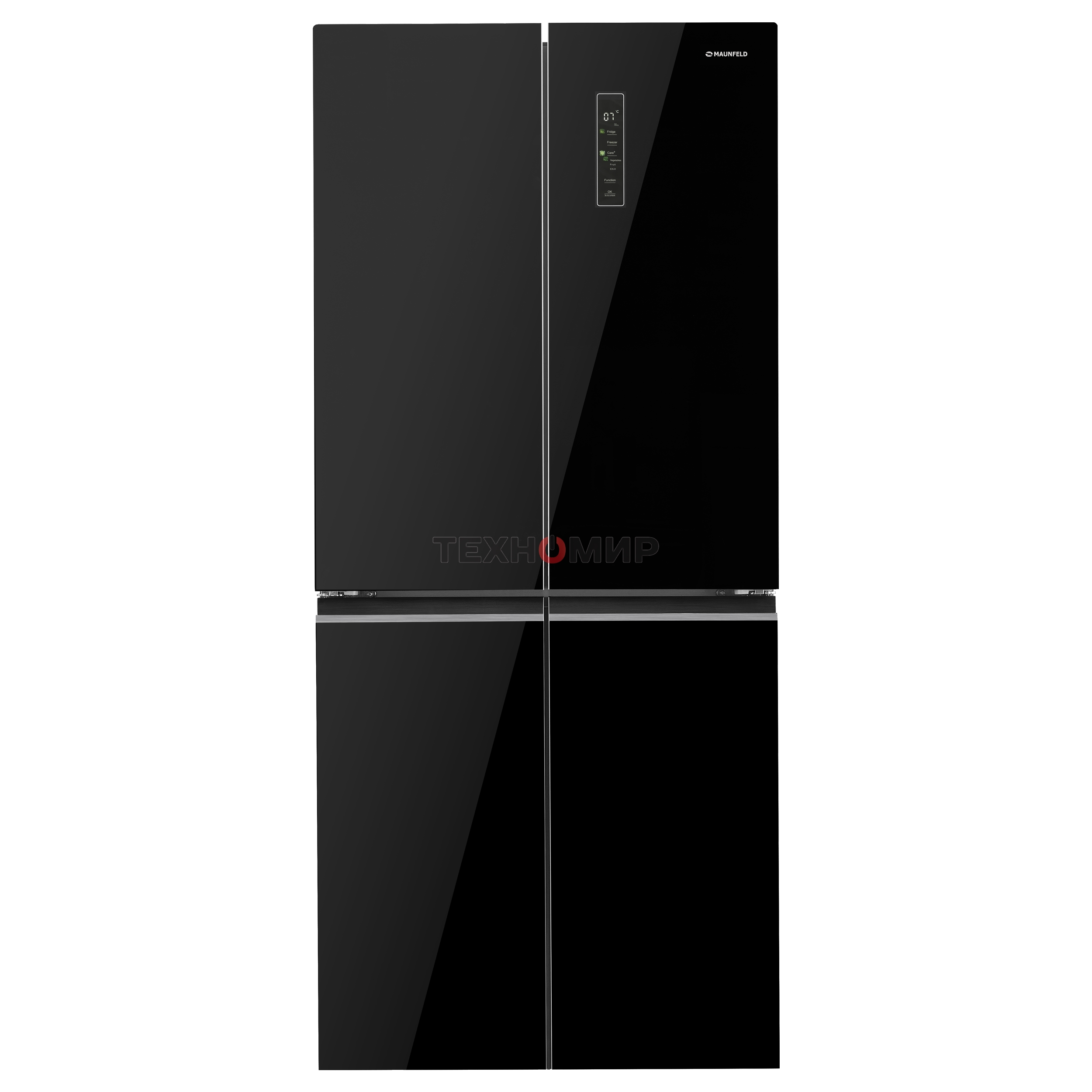 Холодильник Maunfeld MFF183NFBE черный трехкамерный инвертор 270/135л морозилка снизу, Total NoFrost, Side by Side