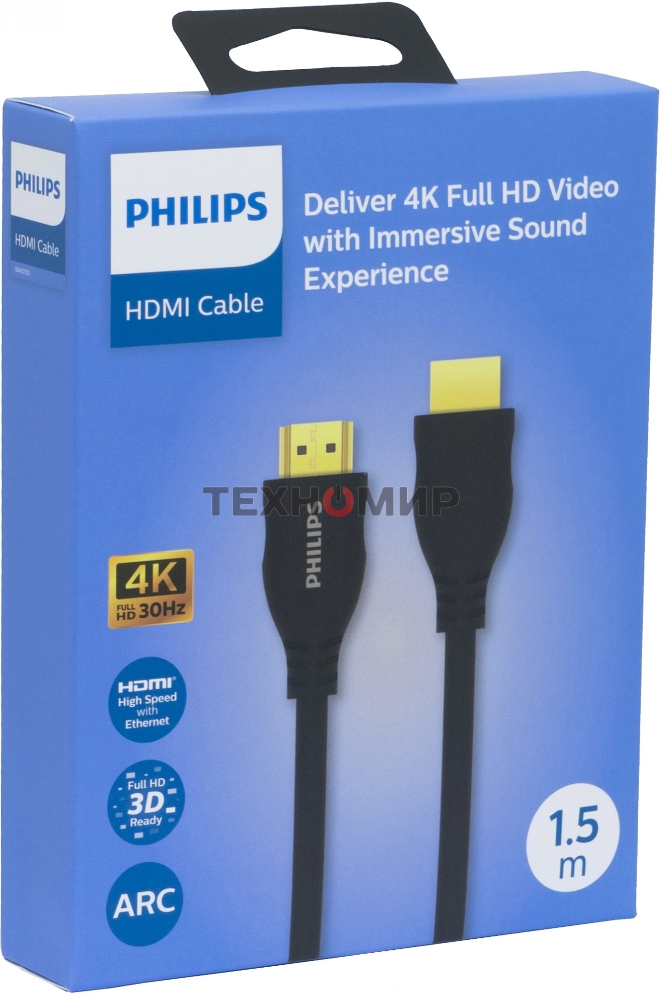 Кабель аудио-видео Philips 4K 30 Гц Full HD HDMI (m)/HDMI (m) 1.5м. позолоч.конт. черный
