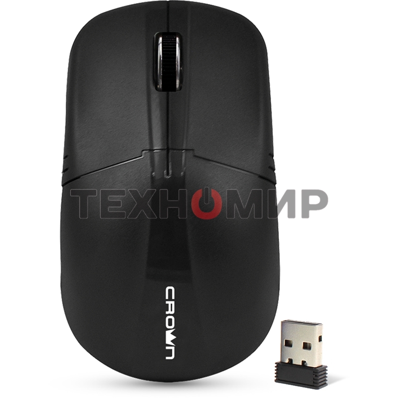 Мышь беспроводная Crown CMM-932W черный, 1000 dpi, радиоканал, USB, кнопки - 3