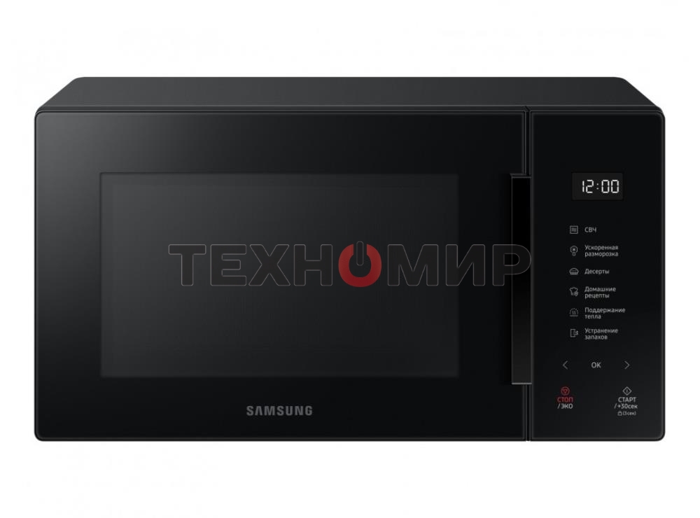 Микроволновая печь Samsung MS23T5018AK/BW черный, 23 л, 800 Вт, переключатели - сенсор