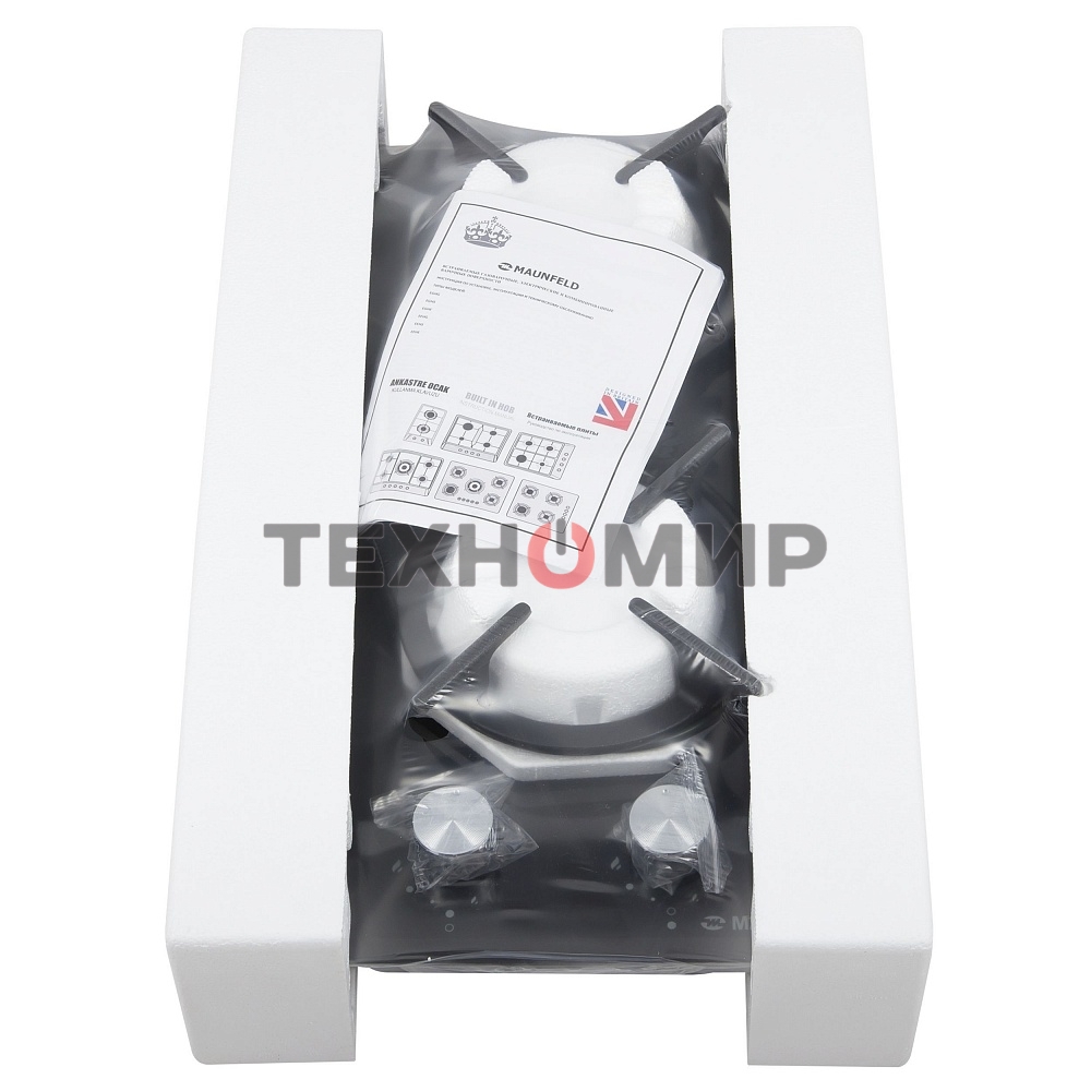 Газовая варочная панель Maunfeld EGHG.32.1CB/G, 2 конфорки, закаленное стекло, черный