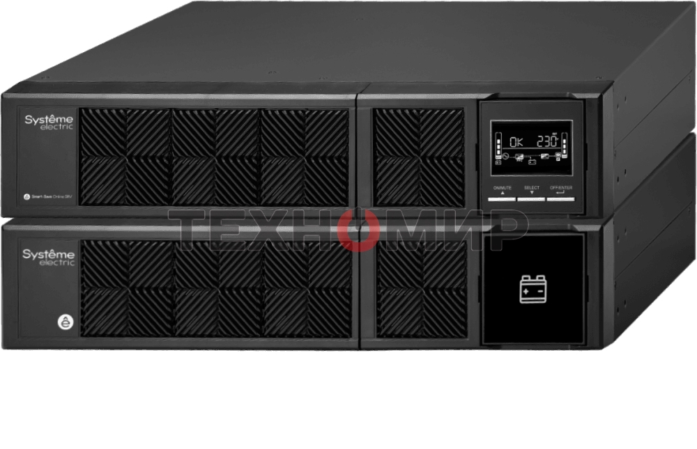 Источник бесперебойного питания Systeme Electriс Smart-Save Online SRV, 1000VA/900W, On-Line, Extended-run, Rack 2U(Tower convertible), LCD, Out: 6xC13, SNMP Intelligent Slot, USB, RS-232
