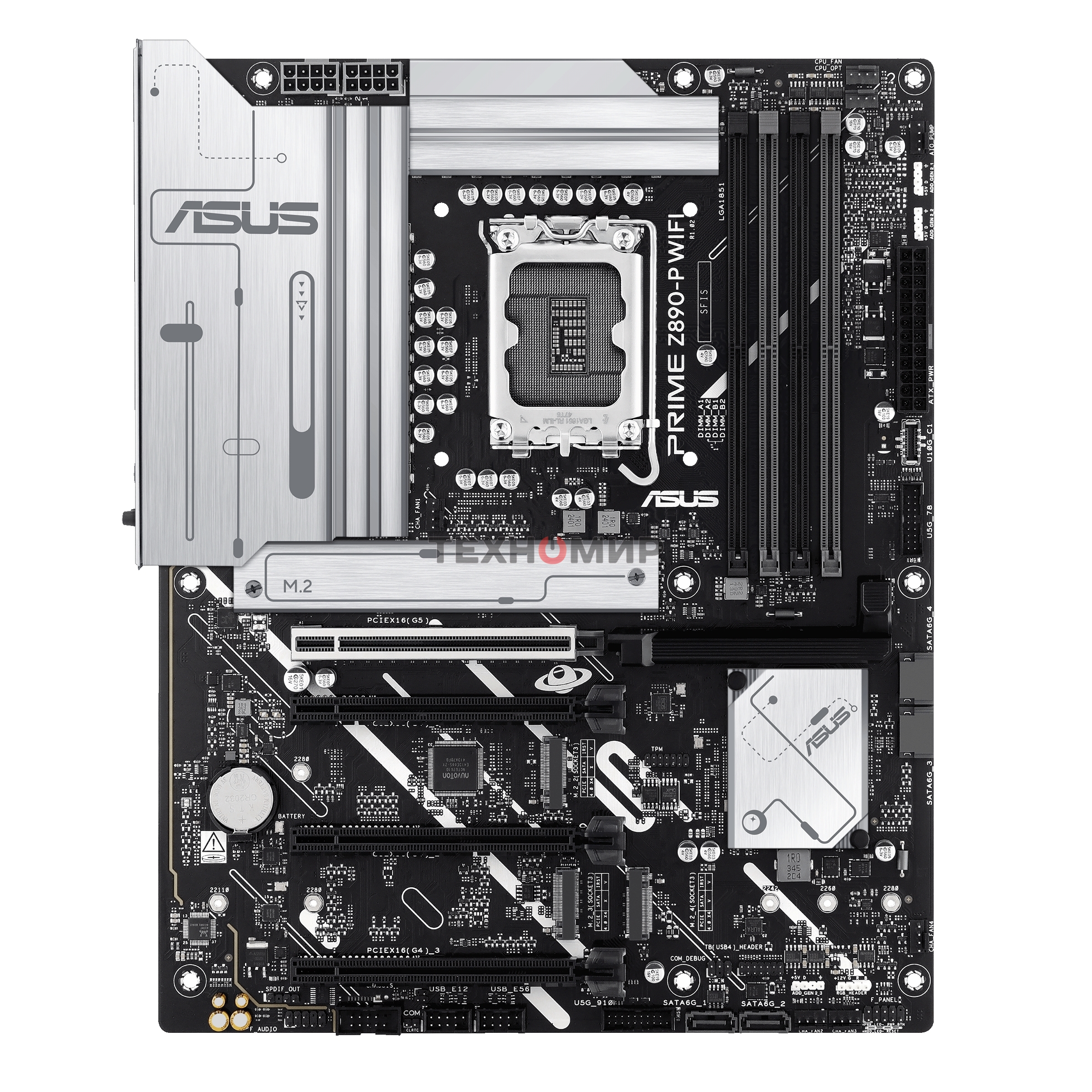 Материнская плата ASUS PRIME Z890-P WIFI, LGA 1851, Intel Z890, 4xDDR5, 4xSATA, 4xM.2, 1xPCIe 5.0 x16, 2xPCIe 4.0 x4, 1xPCIe 4.0 x1, 1xHDMI, 1xDP, 1xUSB-C (видеовыход), 2xUSB-A 3.2 Gen 1, 1xUSB-A 3.2 Gen 2, 4xUSB-A 2.0, 1xUSB-C Thunderbolt 4, 1x 2.5Gb LAN