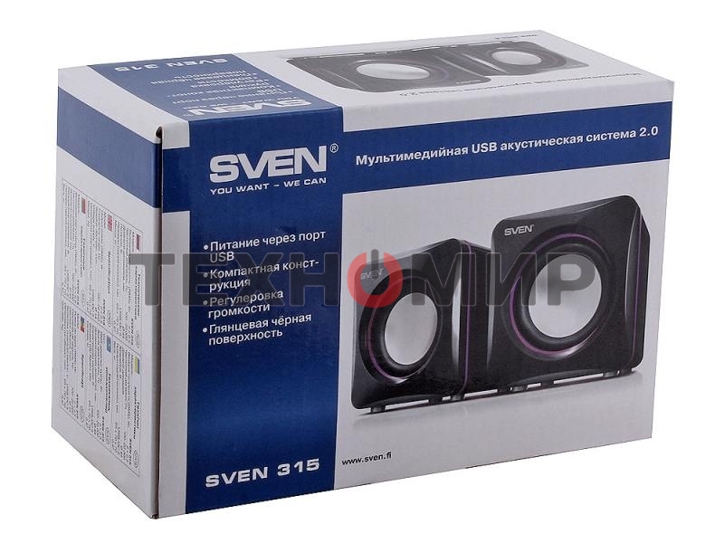 Акустическая система Sven 315 2.0 черный 5Вт