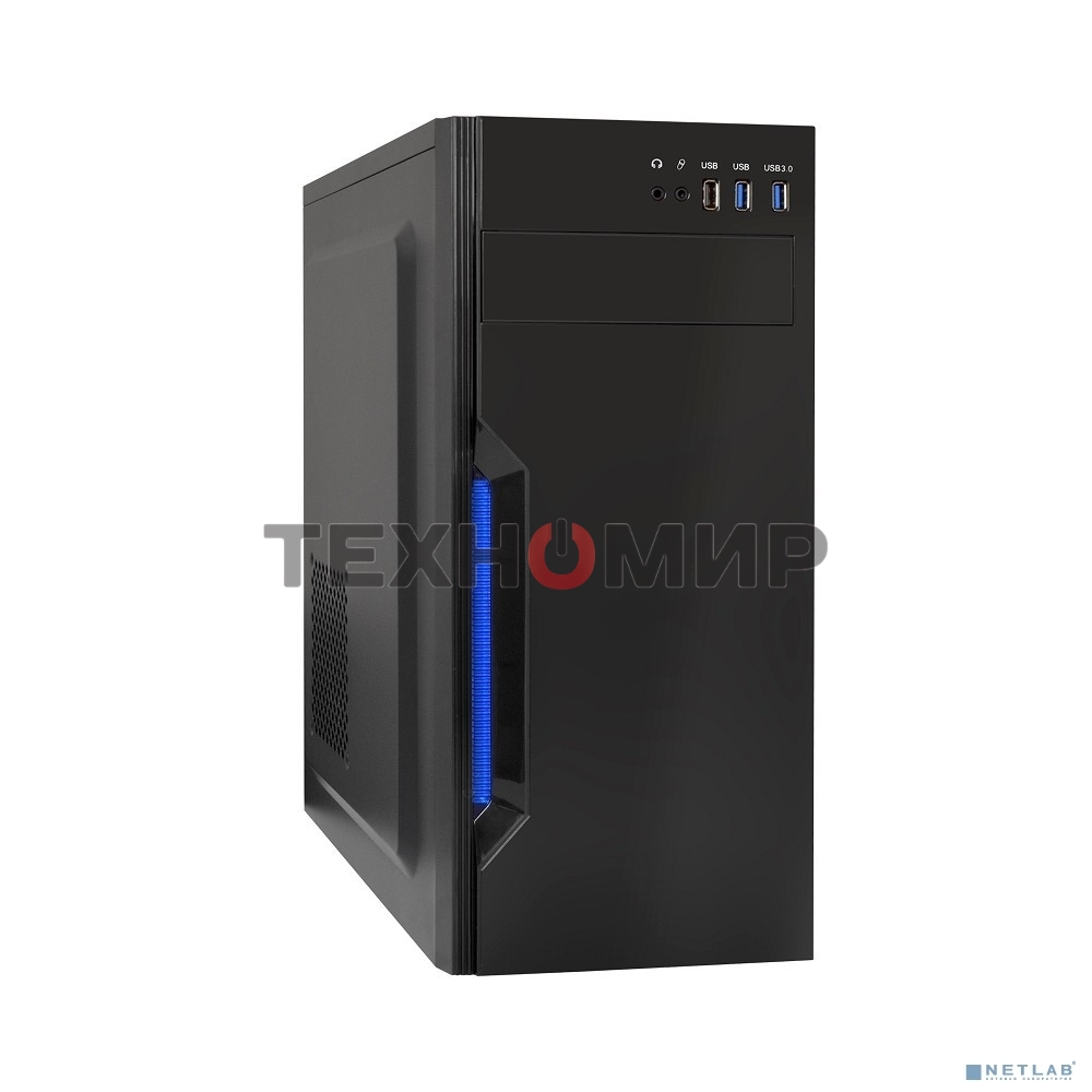 Компьютерный корпус Miditower ExeGate XP-333U Black, ATX, (XP500, Black,120мм), 1*USB/2*USB 3.0, Audio