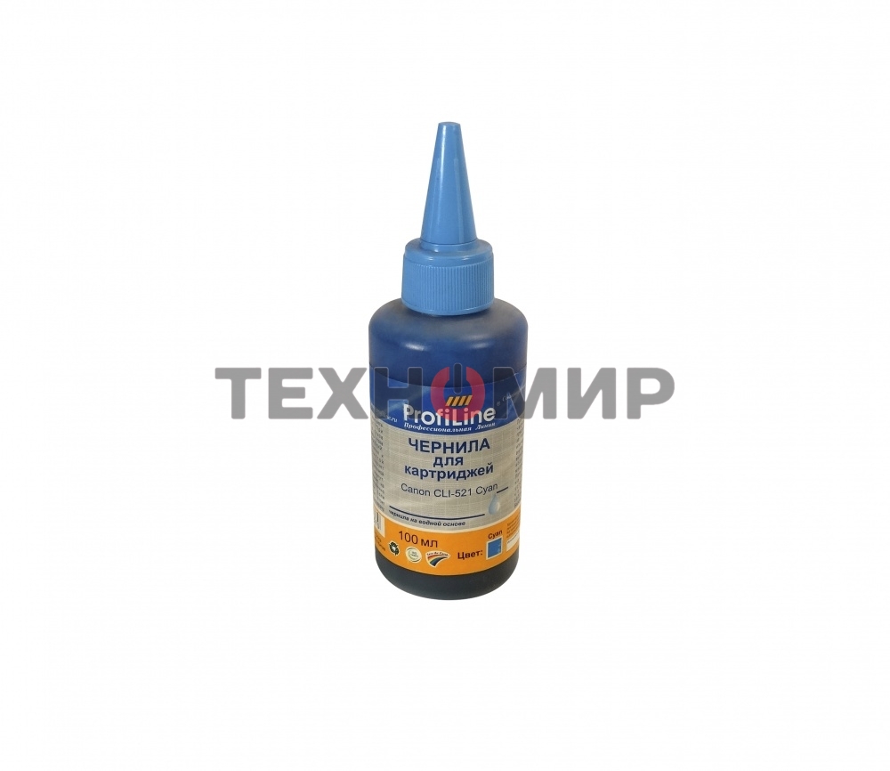 Чернила ProfiLine PL-CLI-521C для принтеров Canon Pixma Ip3600/IP4600/MP540/MP620/MP630/MP980 Cyan 100 мл водн