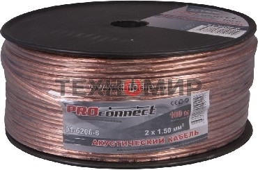 Кабель акустический PROconnect 2х1,50 мм², прозрачный BLUELINE, бухта 100 м