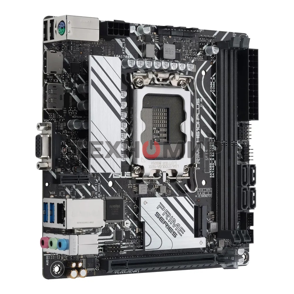 Материнская плата ASUS PRIME H610I-PLUS-CSM, LGA 1700, Intel H610, 2xDDR5, 4xSATA, 1xM.2 PCIe 3.0 x4, 1xPCIe 4.0 x16, 1xHDMI, 1xDP, 1xVGA, 2xUSB-A 3.2 Gen 1, 2xUSB-A 2.0, 1x 1Gb LAN, 3x3.5 мм, 7.1, Mini-ITX