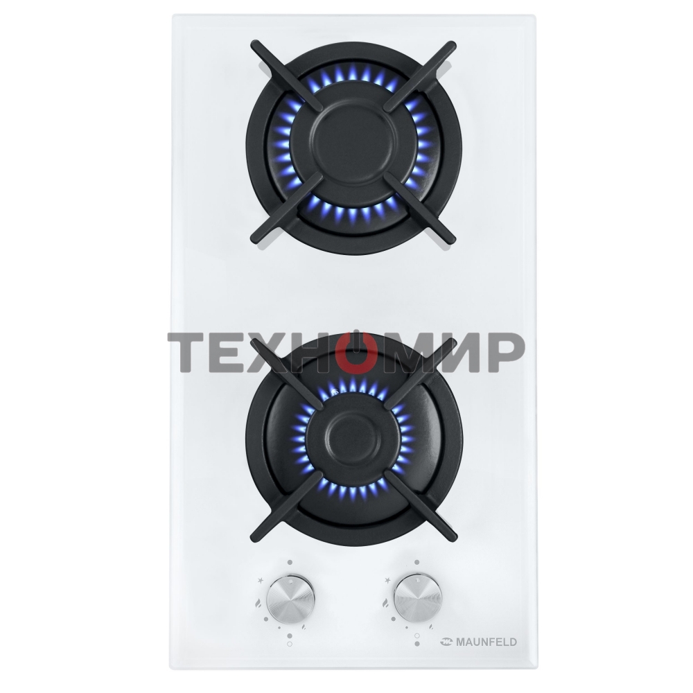 Газовая варочная панель Maunfeld EGHG.32.1CW/G, 2 конфорки, закаленное стекло, белый