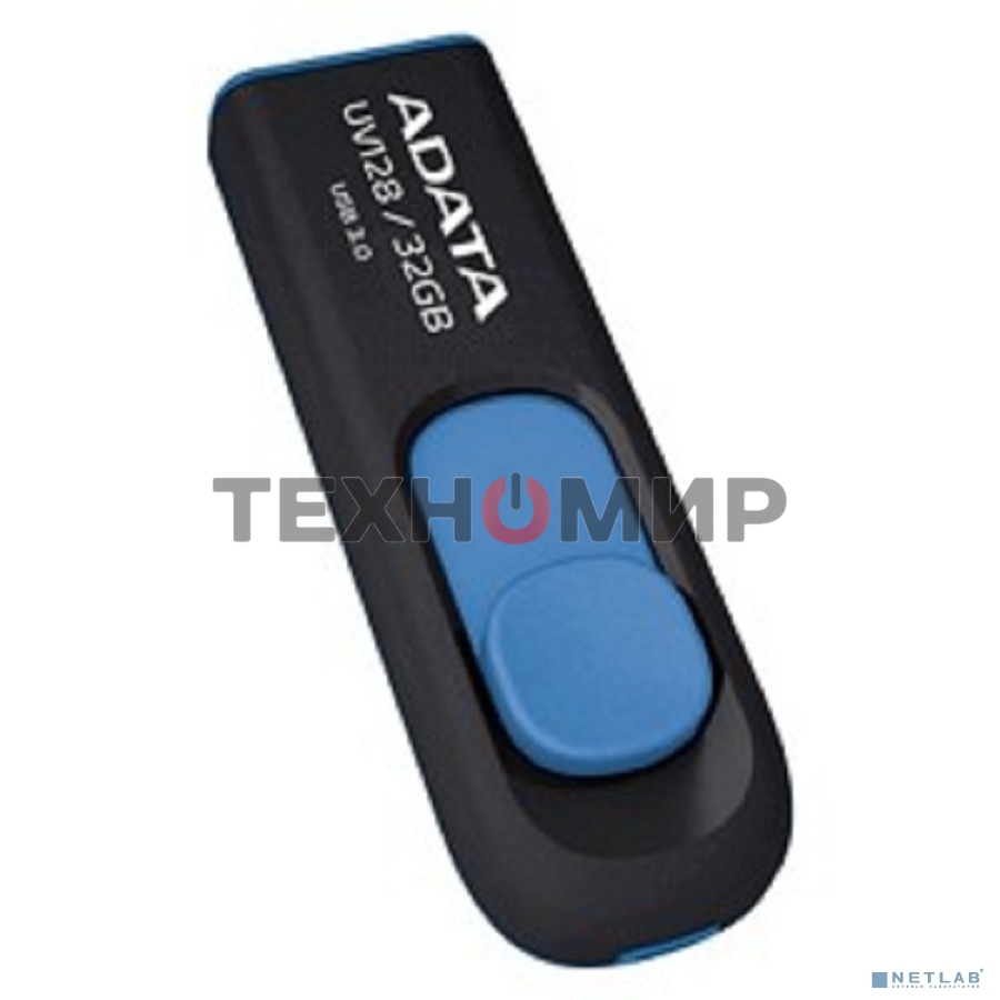 Флешка USB ADATA UV128 (AUV128-32G-RBE), 32Gb, USB 3.0, R/W 100/30, черный/синий