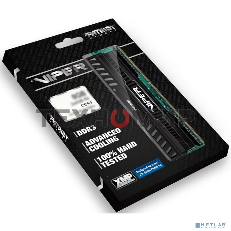 Оперативная память Patriot Viper 3, DDR3, 16GB (2x8 GB), 1600 MHz, CL9, DIMM, радиатор, черный