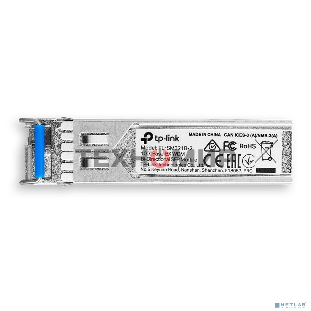Модуль TP-Link SFP 1000Base-BX WDM Bi-Directional SFP module, TX: 1310 nm and RX: 1550 nm, 1 LC Simplex port, up to 2 km transmission distance in 9/125 μm SMF (Single-Mode Fiber), Supports Digital Diagnostic Monitoring (DDM).