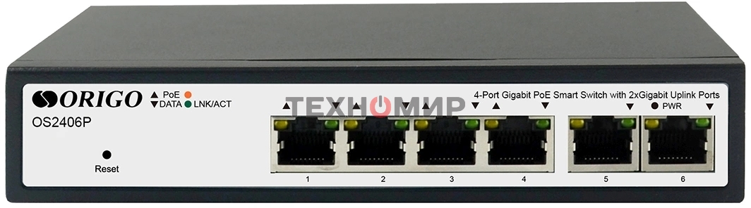 Коммутатор Smart Managed L2 PoE Switch 4 x 1000Base-T PoE+, 2 x 1000Base-T, PoE-60W budget