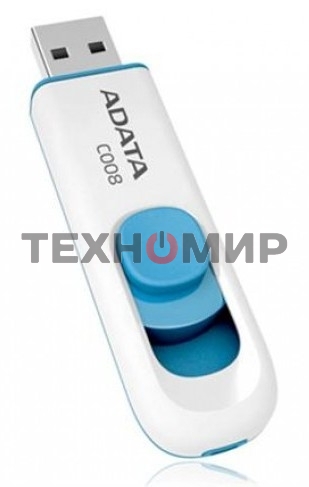 Флешка USB ADATA С008 (AC008-64G-RWE), 64Gb, USB 2.0, R/W 15/5, белый/синий