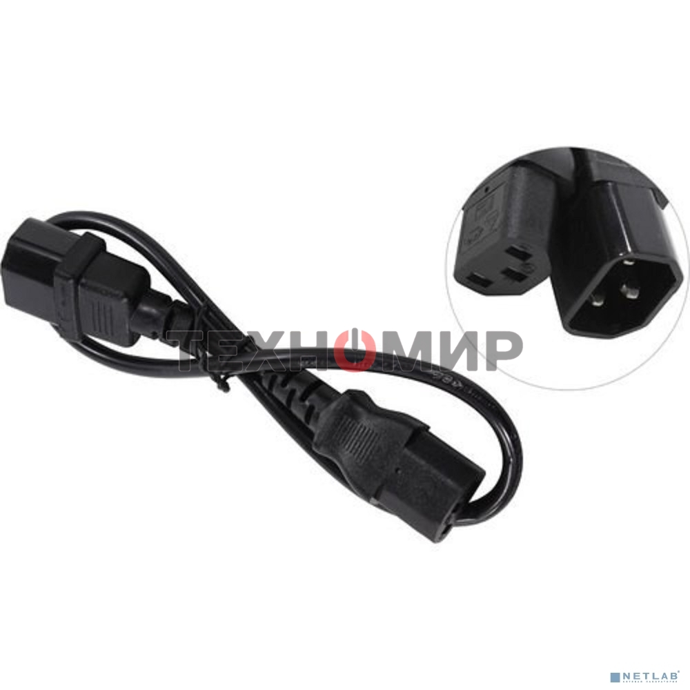 Кабель монитор-компьютер (UPS->уст-во) ExeGate Power EC-0,5P (С13->С14) VDE-250V-3*0.5-CU, 6A, 0.5м