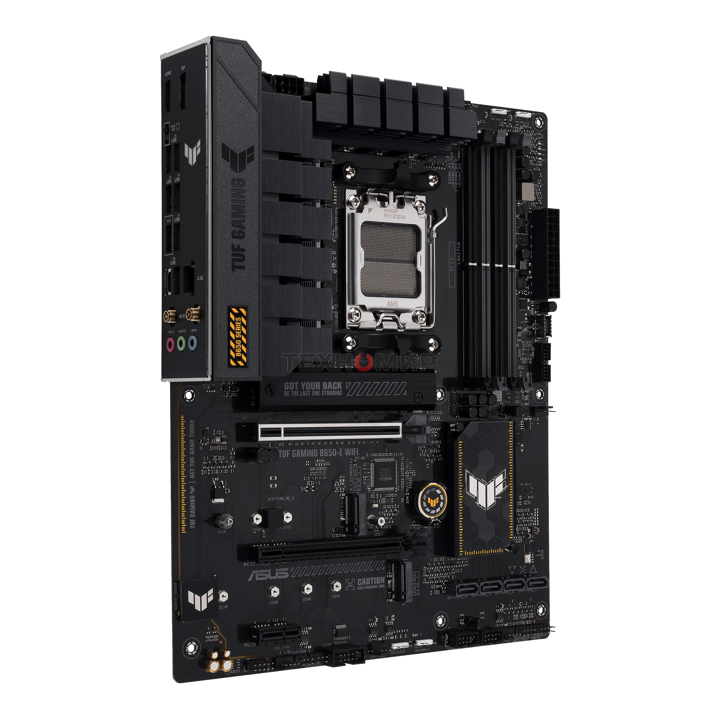 Материнская плата ASUS TUF GAMING B650-E WIFI, AM5, AMD B650, 4xDDR5, 4xSATA, 2xM.2, 1xPCI-E 4.0 x16, 2xPCI-E x1, 2xDP, 1xHDMI, 1x 2.5Gb LAN, 1xUSB-A 3.2 Gen 2, 2xUSB-A 3.2 Gen 1, 4xUSB-A 2.0, 1xUSB-C 3.2 Gen 2, 3x3.5 мм, 7.1, ATX