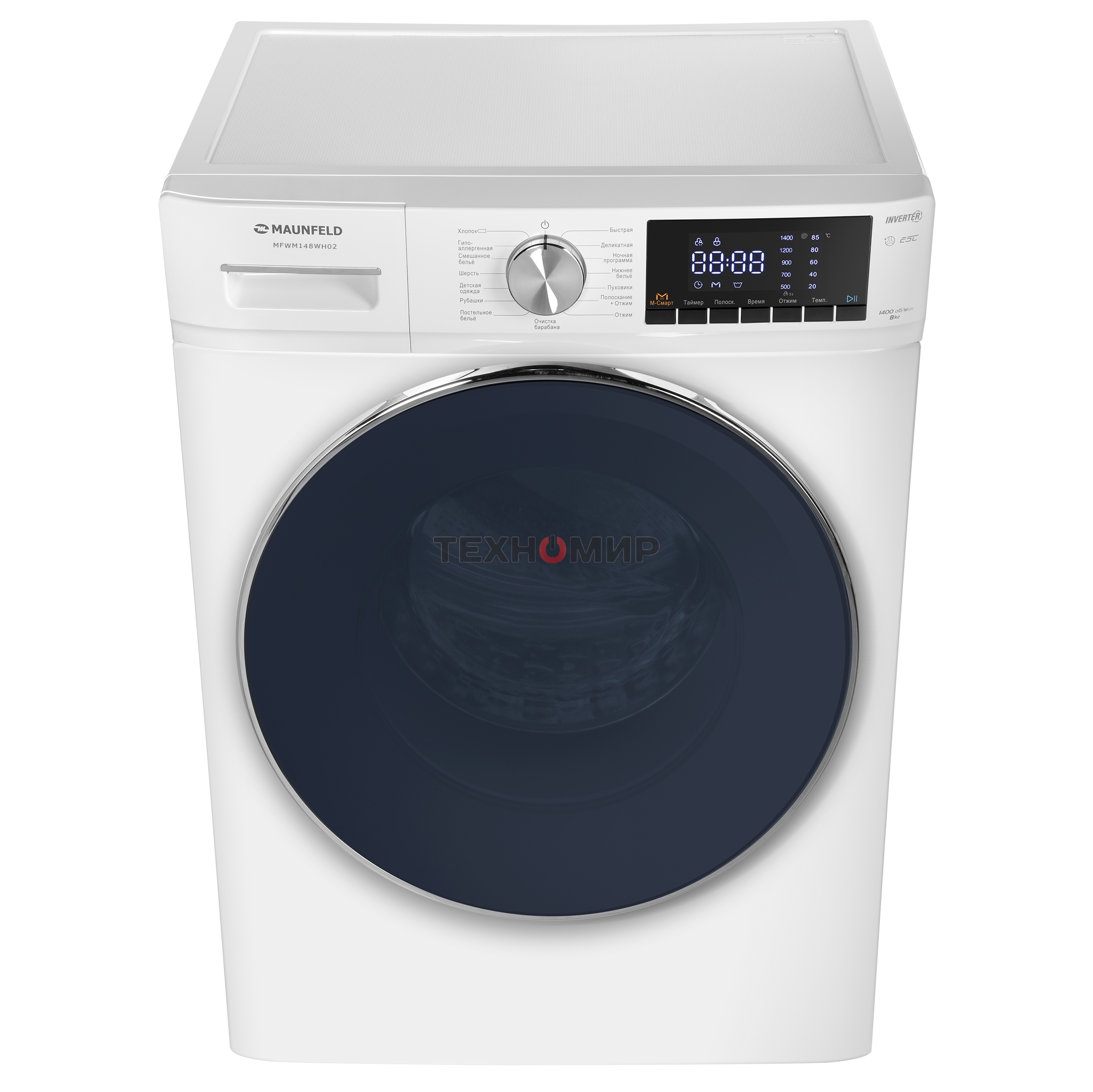 Стиральная машина Maunfeld MFWM148WH02 белый, загрузка фронтальная 8 кг, 1400 об/мин., класс: А+++