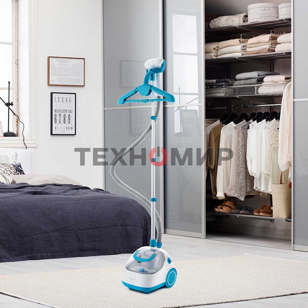 Отпариватель Kitfort КТ-957 белый/бирюзовый, 1500 Вт, 25 г/мин, 1900 мл