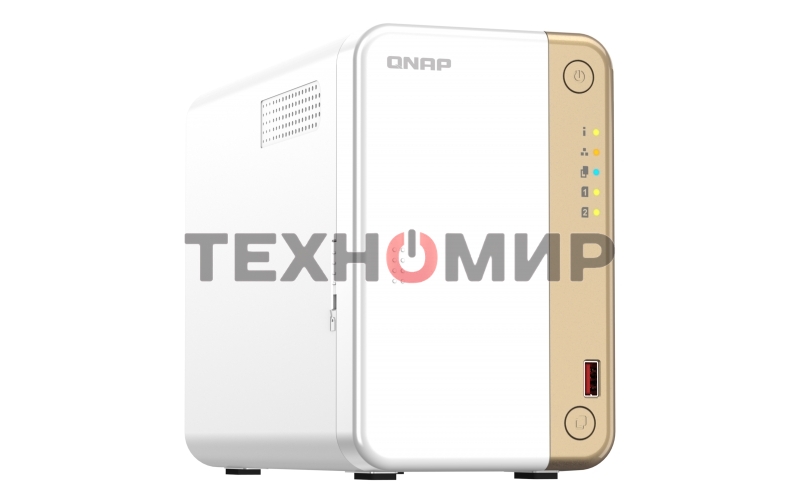 Сетевое хранилище channel QNAP TS-262-4G NAS 2 HDD trays, 2 x M.2 NVMe PCIe Gen 3 x1, 2-core Intel Celeron N4505 2.9 GHz, 4 Gb RAM (4Gb max), 1x2.5 Gigabit Ethernet, Slot PCIe Gen 3 x2, 2 USB 3.2 Gen 2 (10Gbps) Port, 2xUSB USB 2.0 port, 1xHDMI 2.0
