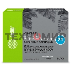 Картридж струйный Cactus CS-C9351 №21 черный (17 мл) для HP DJ 3920/3940/D1360/D1460/D1470/D1560/D2330/D2360/D2430/D2460/F370/F375/F380/F2180/F2187/F2224/F2280/F2290/F4140/F4172/F4180/F4190
