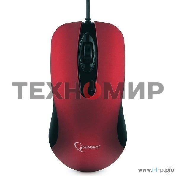 Мышь проводная Gembird MOP-400-R красный, 1000 dpi, USB, кнопки - 3