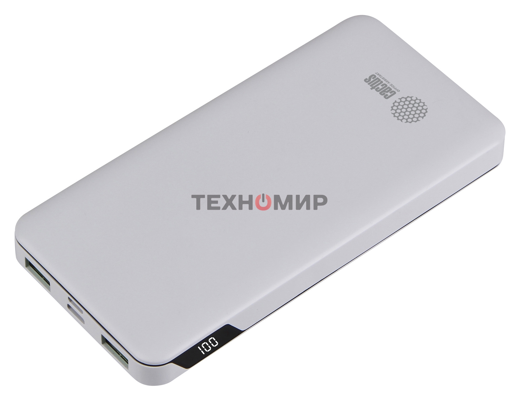 Портативный аккумулятор Cactus CS-PBFSKT-10000 10000mAh 2.1A 2xUSB белый