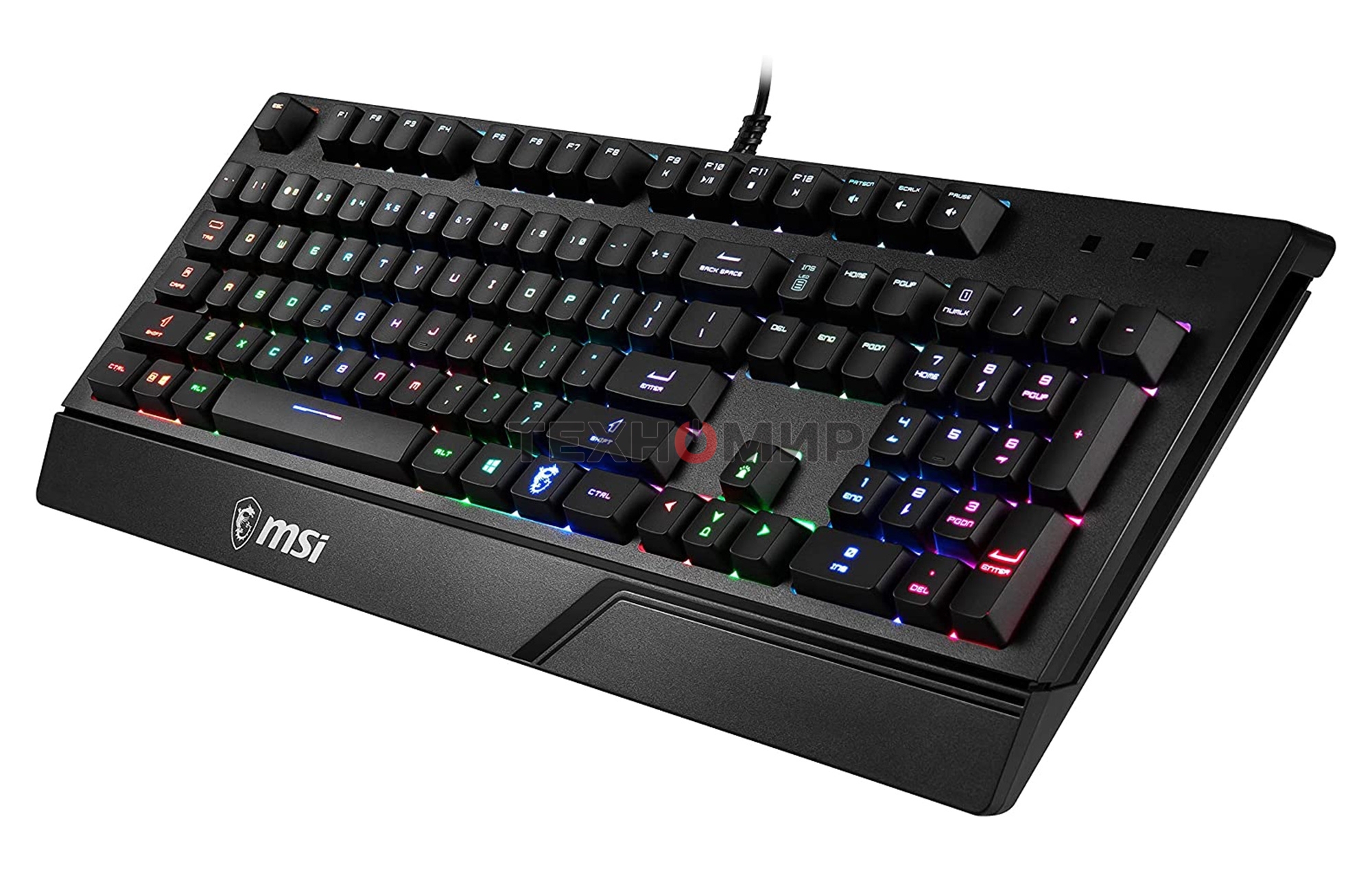 Клавиатура проводная MSI VIGOR GK20 RU черный USB Multimedia for gamer LED (подставка для запястий)