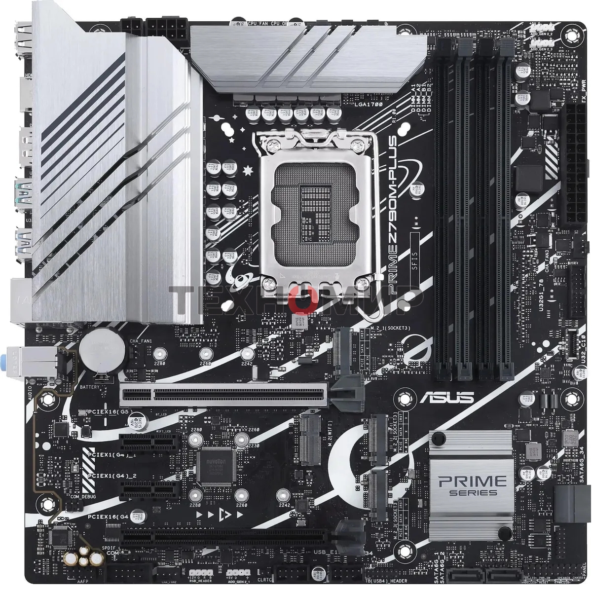 Материнская плата ASUS PRIME Z890M-PLUS WIFI, LGA 1851, Intel Z890, 4xDDR5, 6xSATA, 3xM.2, 1xPCIe 5.0 x16, 1xPCIe 4.0 x4, 2xPCIe 4.0 x1, 1xHDMI, 1xDP, 1x2.5Gb LAN, 2xUSB-A 2.0, 4xUSB-A 3.2 Gen 1, 1xUSB-A 3.2 Gen 2, 1xUSB-C 3.2 Gen 2x2, 3x3.5 мм, 7.1, mATX