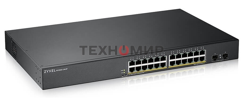 Коммутатор Smart L2 PoE+ Zyxel GS1900-24HPv2, rack 19