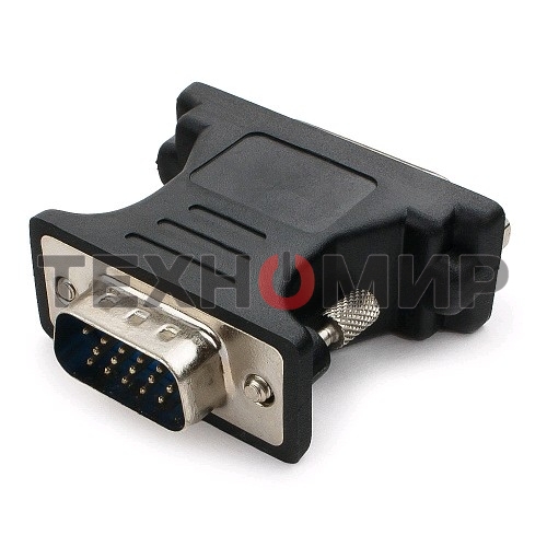 Переходник Cablexpert VGA-DVI, 15M/25F, черный, пакет (A-VGAM-DVIF-01)