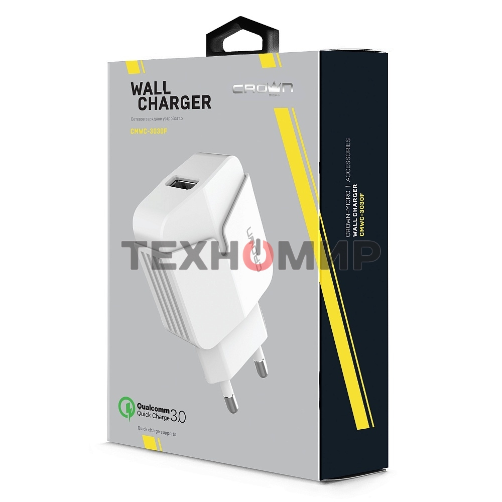 Сетевое зарядное устройство универсальное Crown Micro CMWC-3030F белый