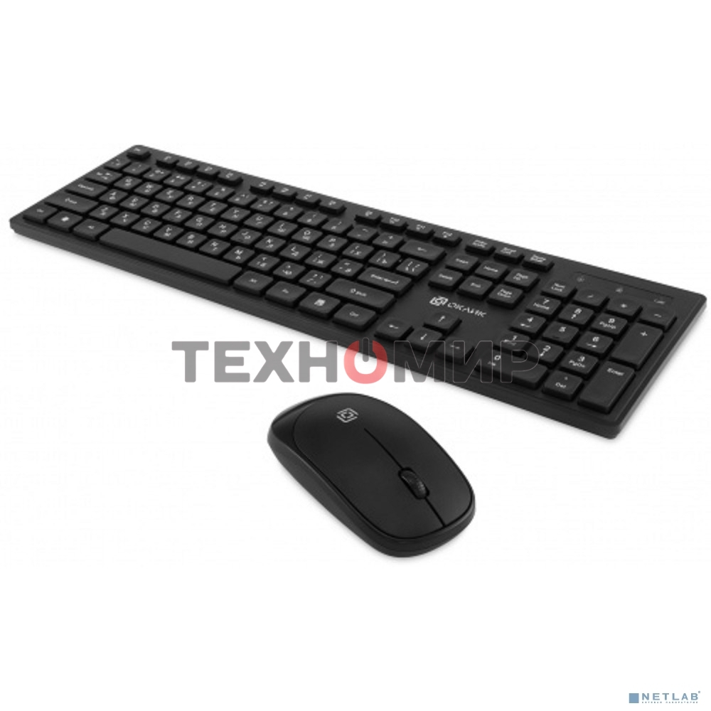 Комплект клавиатура+мышь Oklick S255W беспроводной, USB, 1200 DPI, чёрный