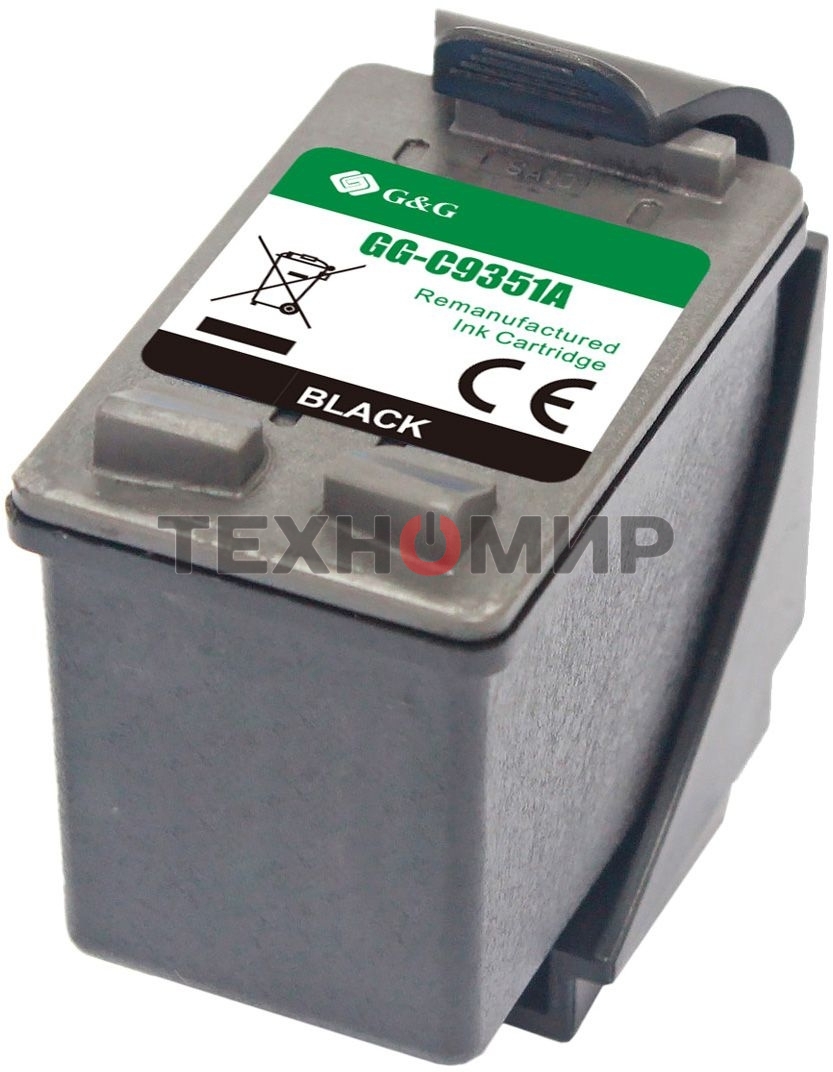 Картридж струйный G&G GG-C9351A черный (17мл) для HP DJ 3920/3940/D1360/D1460/D1470/D1560/D2330/D2360/D2430/D2460/F370/F375/F380/F2180/F2187/F2224/F2280/F2290/F4140/F4172/F4180/F4190
