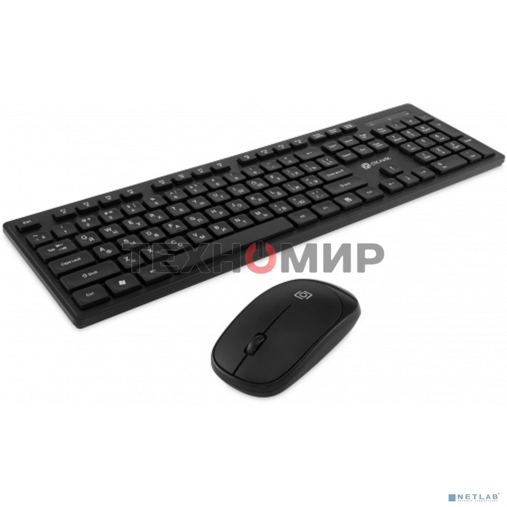 Комплект клавиатура+мышь Oklick S255W беспроводной, USB, 1200 DPI, чёрный