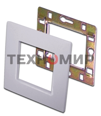Рамка 1-постовая 45х45, с суппортом, белый