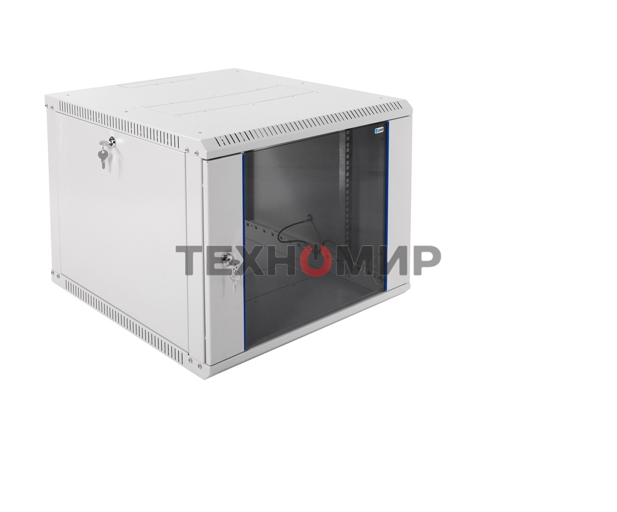 Шкаф настенный ЦМО ШРН-Э-9.650 9U 600x650мм пер.дв.стекл несъемные бок.пан. серый