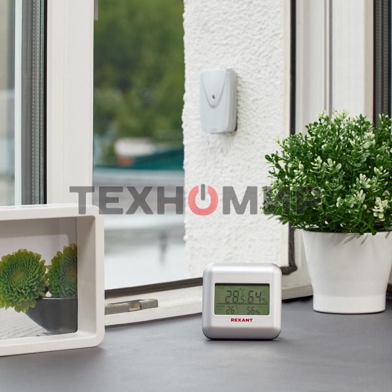 Термометр электронный Rexant S3341BF с часами и беспроводным выносным датчиком