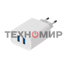 Сетевое зарядное устройство Rexant 2 x USB, 5V, 2.4 A, белое