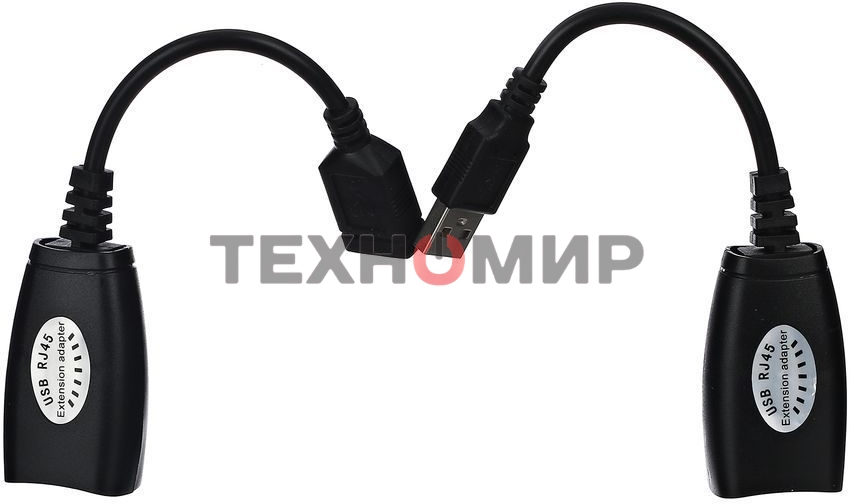 Кабель AM/AF удлинитель USB по витой паре VCOM (AM/RJ45-RJ45/AF) до 45m CU824
