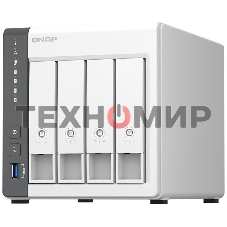 Сетевое хранилище SMB QNAP TS-433-4G NAS 4 HDD trays. ARM 4-core Cortex-A55 2.0GHz, ram 4 Gb (max), 1x1GbE, 1x2.5GbE, 2xUSB 2.0 port,1xUSB 3.2 Gen 1