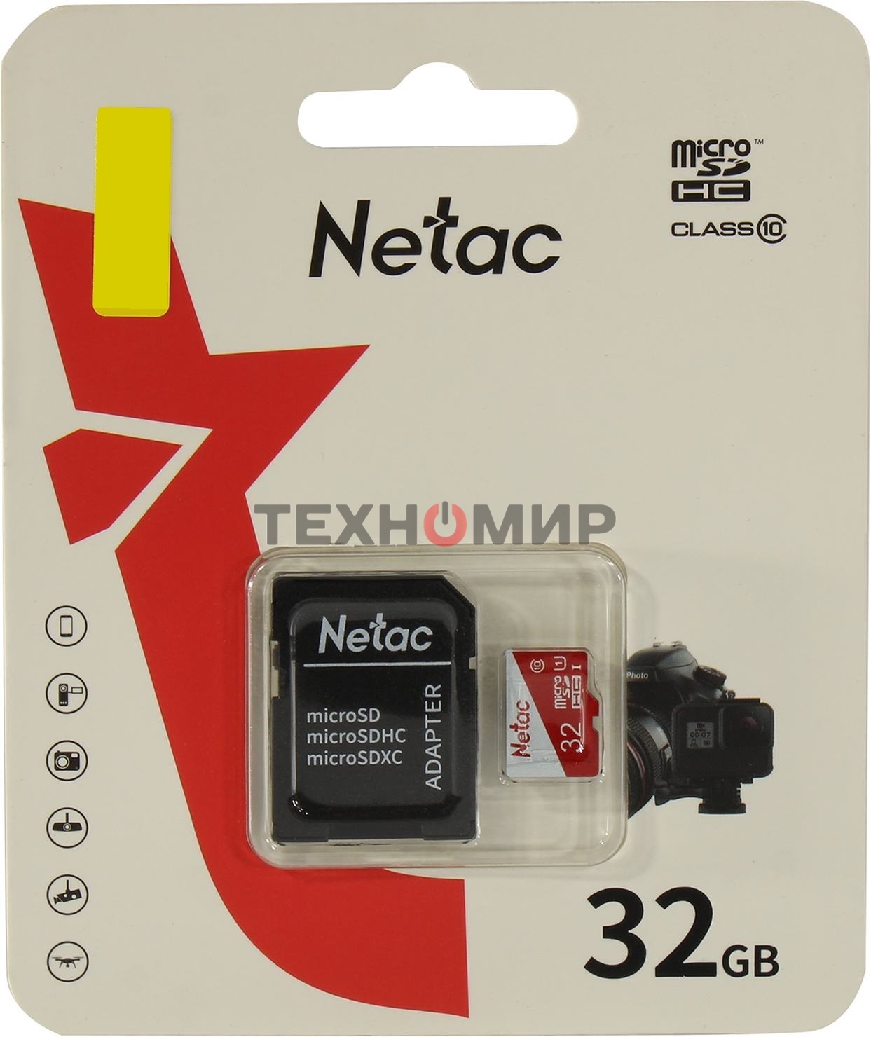 Флеш карта Netac P500 ECO 32Gb MicroSDHC C10 up to 80Mb/s, retail pack with SD Adapter