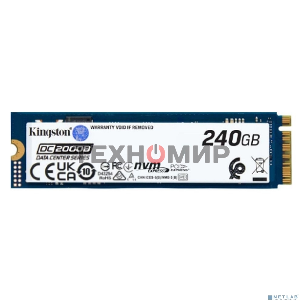 Накопитель SSD Kingston DC2000B, 240Gb, PCIe 4.0 x4, M.2 2280, R/W 4500/400