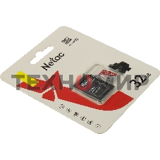 Флеш карта Netac P500 ECO 32Gb MicroSDHC C10 up to 80Mb/s, retail pack with SD Adapter