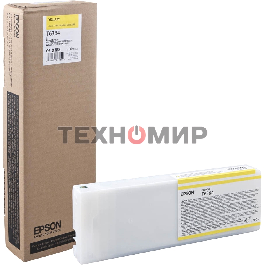 Картридж струйный Epson C13T636400 желтый (700 мл) для Stylus 7700, 7890, 7900, 9700, 9890, 9900, WT7900