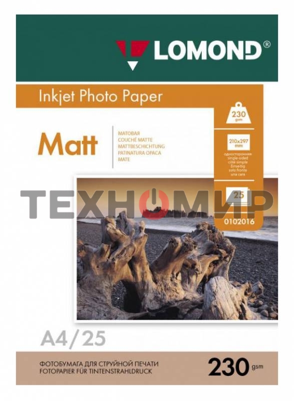 Фотобумага Lomond 0102050 A4/230г/м2/25л./белый матовое для струйной печати